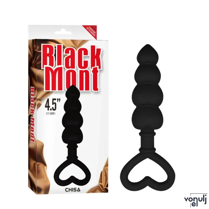 CHISA NOVELTIES análbot Beaded Luv Probe - fekete színben, fogógyűrűvel, rugalmas, vízálló, szilikon, (15,6 cm)