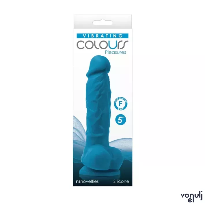 NS NOVELTIES élethű vibrátor Colours Pleasures Vibrating  5" Dildo Blue -  realisztikus, vízálló, tapadókoronggal, akkumulátoros, kék, szilikon (13cm)