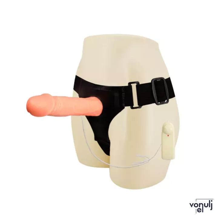 BAILE felcsatolható vibrátor Jessica Strap-on 1 - testszínű, távirányítóval, elemes, (17 cm)
