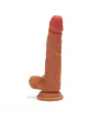X-MEN élethű dildó 7.6" Double Layer Dildo - Közepes méretű, herékkel, letapasztható, világosbarna, szilikon (19 cm)
