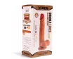 X-MEN élethű dildó 7.6" Double Layer Dildo - Közepes méretű, herékkel, letapasztható, világosbarna, szilikon (19 cm)