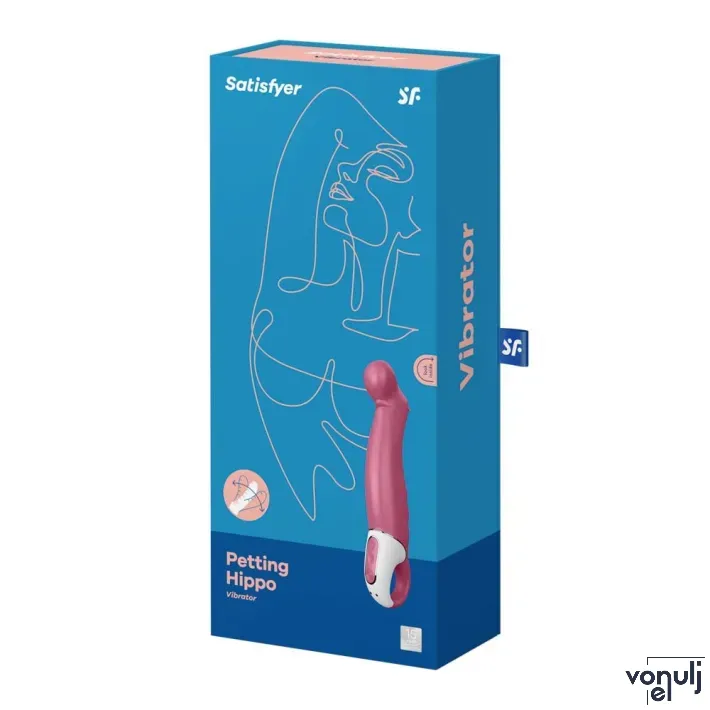 SATISFYER G-pontos vibrátor Petting Hippo - rózsaszín színben, vízálló, akkumulátoros