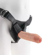 Strapon dildó hámmal Pipedream - vízálló, 18 cm dildóval