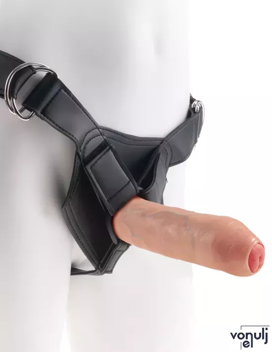 Strapon dildó hámmal Pipedream - vízálló, 18 cm dildóval