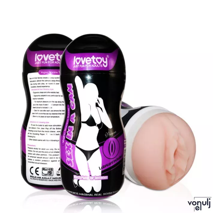 LOVETOY maszturbátor Sex In A Can Vagina Stamina Tunnel - realisztikus, vagina formájú testnyílással, vákuumos, vibráció nélküli,  vízálló