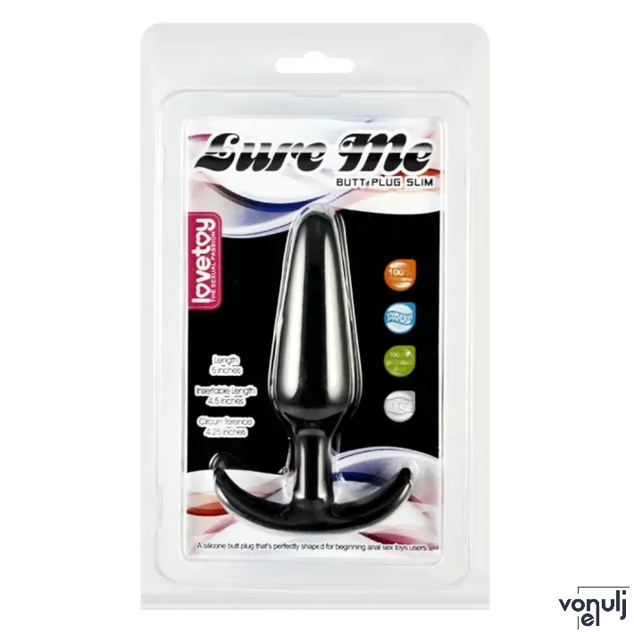 LOVETOY fenékdugó Lure Me Classic Anal Plug L - fekete színben, L méretben, vízálló, szilikon,  ( 12.2 cm )