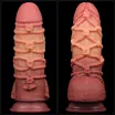 LOVETOY élethű dildó 9.5'' Dual layered Platinum Silicone Cock with Rope - nagy méretű,sötét színben,kétrétegű,letapasztható,vízálló,szilikon(24,5cm)