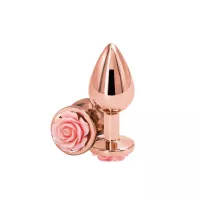 NS NOVELTIES fenékdugó Rear Assets Rose Medium Pink - rózsaarany színben, rózsaszín rózsával, M-méretben, vízálló, fém (8.6 cm)