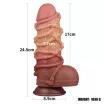 LOVETOY élethű dildó 9.5'' Dual layered Platinum Silicone Cock with Rope - nagy méretű,sötét színben,kétrétegű,letapasztható,vízálló,szilikon(24,5cm)