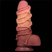 LOVETOY élethű dildó 9.5'' Dual layered Platinum Silicone Cock with Rope - nagy méretű,sötét színben,kétrétegű,letapasztható,vízálló,szilikon(24,5cm)