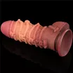 LOVETOY élethű dildó 9.5'' Dual layered Platinum Silicone Cock with Rope - nagy méretű,sötét színben,kétrétegű,letapasztható,vízálló,szilikon(24,5cm)