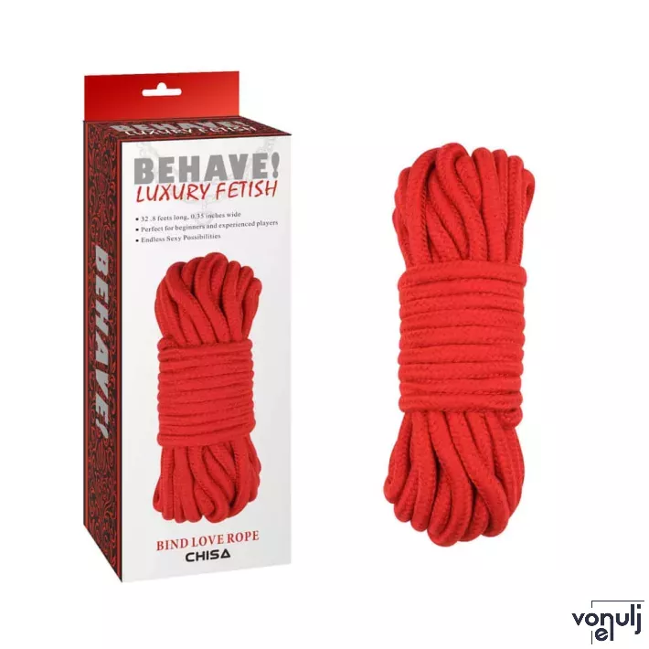 CHISA NOVELTIES kötél Bing Love Rope Red - 10 méter, piros színben, fetish játékokhoz