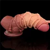 LOVETOY élethű dildó 9.5'' Dual layered Platinum Silicone Cock with Rope - nagy méretű,sötét színben,kétrétegű,letapasztható,vízálló,szilikon(24,5cm)