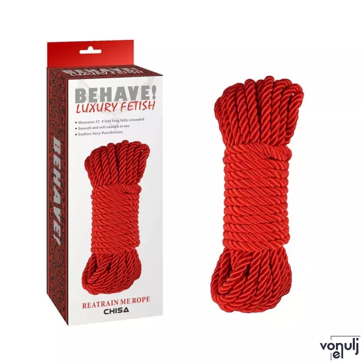 CHISA NOVELTIES kötél Reatrain Me Rope - 10 méter, piros színben, fetish játékokhoz