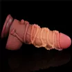 LOVETOY élethű dildó 9.5'' Dual layered Platinum Silicone Cock with Rope - nagy méretű,sötét színben,kétrétegű,letapasztható,vízálló,szilikon(24,5cm)