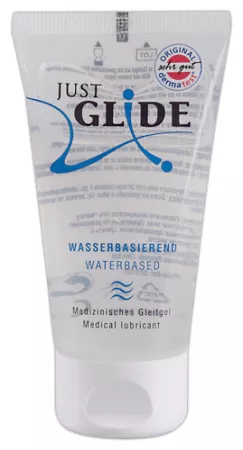 ORION intim síkosító Just Glide Water 50 ml - vízbázisú, vegán, íz-, olaj-, és illatmentes, érzékeny bőrre is, óvszerhez és segédeszközhöz is
