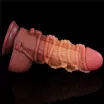 LOVETOY élethű dildó 9.5'' Dual layered Platinum Silicone Cock with Rope - nagy méretű,sötét színben,kétrétegű,letapasztható,vízálló,szilikon(24,5cm)