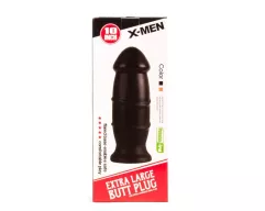 X-MEN fenékdugó 10 inch Butt Plug Black - fekete színben, körkörös stimuláló felszínű, letapasztható, PVC, 25 cm