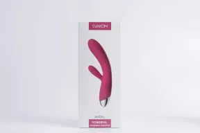 SVAKOM csiklóizgatós vibrátor Angel Plum Red - piros színű, vízálló, melegítő funkciós, akkumulátoros