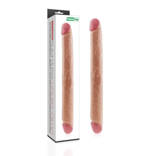 LOVETOY kétvégű dildó Realistic Slim Ultra Double Dildo - realisztikus, testszínű, hajlítható, vízálló, PVC ( 45 cm )