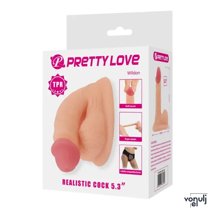 Élethű műpénisz Pretty Love Wildon - vízálló, 13,5 cm