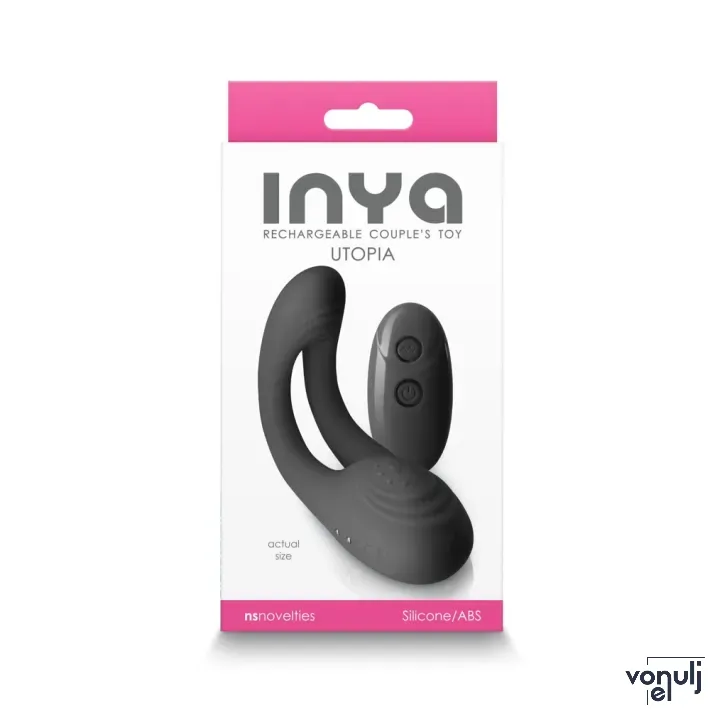 INYA párvibrátor Utopia Black - fekete színben, vízálló, akkumulátoros, távirányítóval