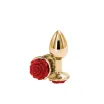 NS NOVELTIES fenékdugó Rear Assets Rose Small Red - arany színben, piros rózsával, S-méretben, vízálló, fém (7.6 cm)