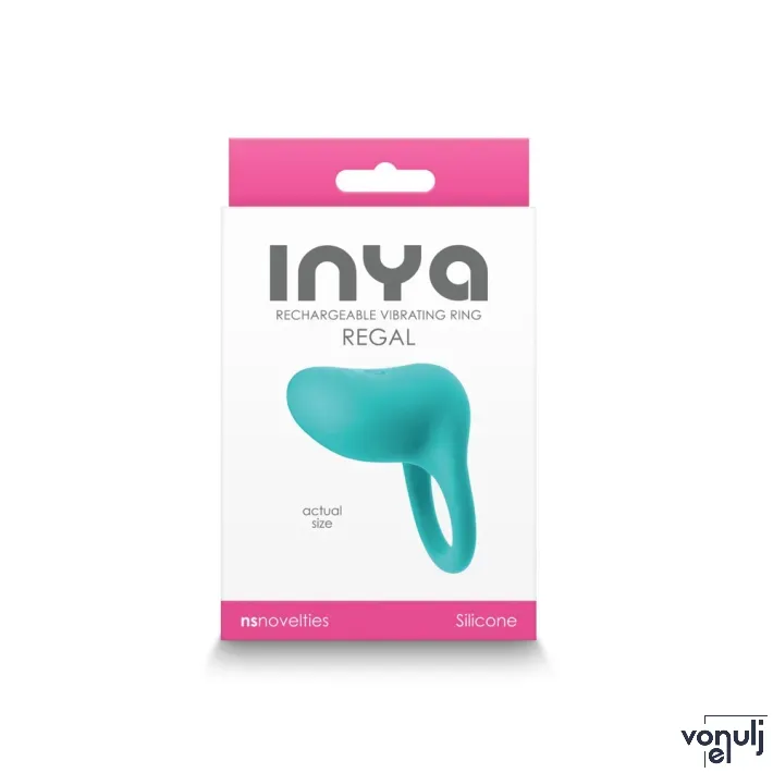 INYA péniszgyűrű Regal Teal - türkiz színben, vibrációs funkcióval, vízálló, akkumulátoros