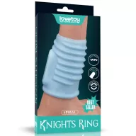 LOVETOY péniszmandzsetta Vibrating Spiral Knights Ring Blue - kék színben, vibrációs funkcióval, spirális stimuláló felszínnel, vízálló, elemes