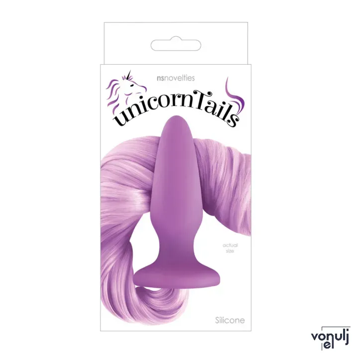 NS NOVELTIES fenékdugó Unicorn Tails Pastel Purple - lila színben, unicornis farokkal, 10,3 cm fenékdugóval, vízálló, szilikon