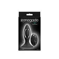 RENEGADE fenékdugó V2 Black - fekete színben, vibrátoros, letapasztható, távirányítóval, akkumulátoros