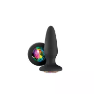 NS NOVELTIES fenékdugó Glams Rainbow Gem - fekete színben, szivárványos kővel, vízálló, szilikon (10.5 cm)
