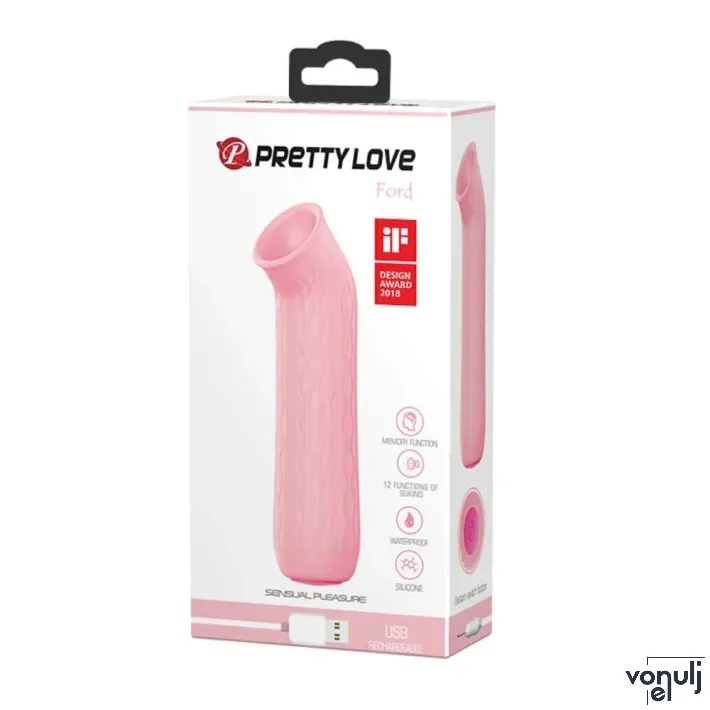 PRETTY LOVE léghullámos csiklóizgató Ford Pink - rózsaszín színben, akkumulátoros
