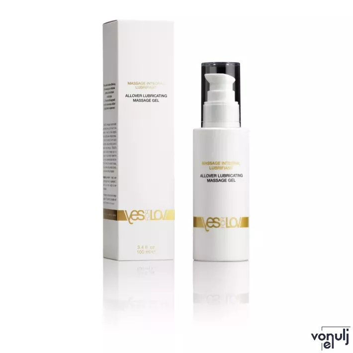 YESFORLOV masszázsgél ALLOVER LUBRICATING MASSAGE GEL Pump 100mL - fehér tea és bali virágok illattal,organikus,síkosításhoz és erotikus masszázshoz