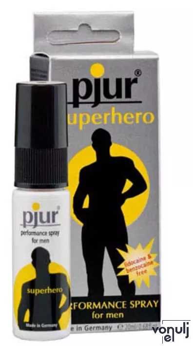 PJUR intim síkosító Superhero Bottle 20 ml - férfiaknak, vízbázisú, ginkgo kivonattal, energizáló és serkentő hatással, óvszerhez és segédeszközhöz is