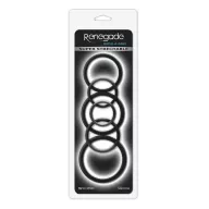 RENEGADE péniszgyűrű szett Build A Cage Rings Black - fekete színben, 6 különböző méretű, vízálló, vibráció nélküli