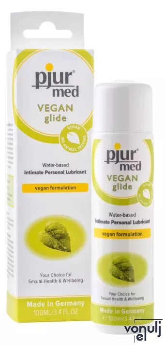 PJUR intim síkosító Med Vegan Glide 100 ml - vízbázisú,vegán,semleges,hosszantartó,parabén,glicerin,illat- és ízmentes,óvszerhez és segédeszközhöz is