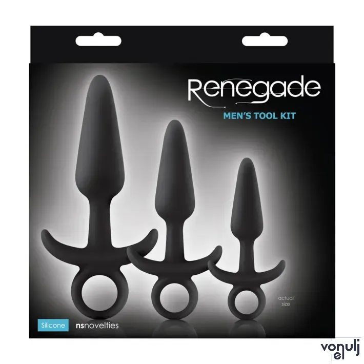 RENEGADE análszett Men's Tool Kit Black - fekete színben, 3 különböző fenékdugó, vízálló, szilikon