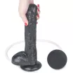 LOVETOY élethű dildó 10" SQUIRT EXTREME DILDO - nagy méretű, herékkel, ejakuláló, nagy pumpa, letapasztható, fekete, PVC (25 cm)