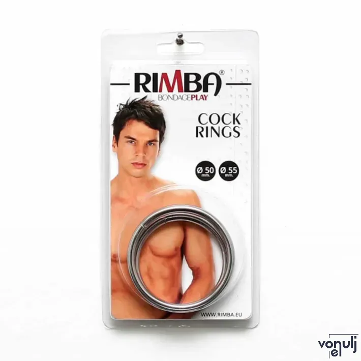 RIMBA péniszgyűrű szett Cock Rings Silver -ezüst színben, 2 különböző méretű, vízálló, vibráció nélküli