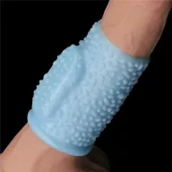 LOVETOY péniszmandzsetta Vibrating Drip Knights Ring - kék színben, vibrációs funkcióval, csepp mintás stimuláló felszínnel, vízálló, elemes