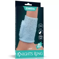 LOVETOY péniszmandzsetta Vibrating Drip Knights Ring - kék színben, vibrációs funkcióval, csepp mintás stimuláló felszínnel, vízálló, elemes