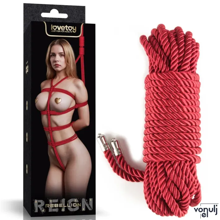 Shibari bondage kötél Lovetoy Rebellion Reign Crimson - 10 m
