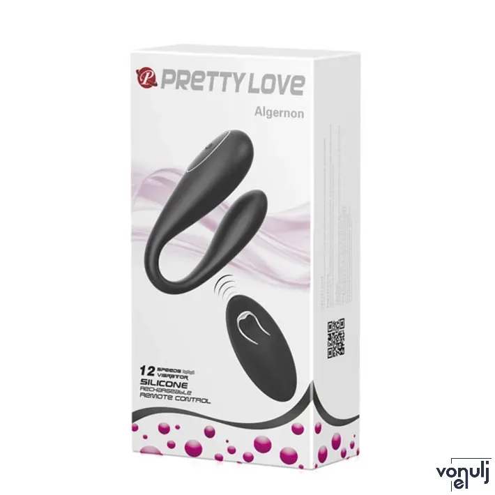 PRETTY LOVE párvibrátor Algernon Black -fekete színben, vízálló, akkumulátoros, távirányítós