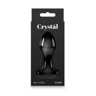 NS NOVELTIES fenékdugó Crystal Heart Black - üveg, fekete színben, szív alakú talppal, vízálló (8.9 cm)