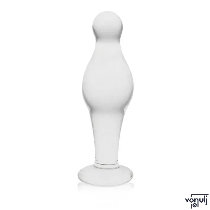 LOVETOY fenékdugó 4.5" Glass Romance Anal Plug Clear - üveg, áttetsző, vízálló, 11 cm