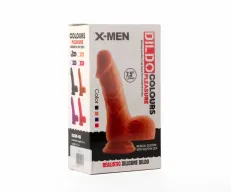 X-MEN élethű dildó 7.5" Colours Pleasure Black 3 - Közepes méretű, herékkel, letapasztható, fekete, szilikon (19 cm)