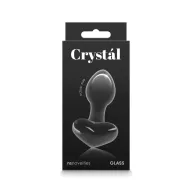 NS NOVELTIES fenékdugó Crystal Heart Black - üveg, fekete színben, szív alakú talppal, vízálló (8.9 cm)