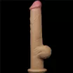 LOVETOY élethű dildó 12,5" NATURE COCK PLATINUM - nagy méretű, herékkel, kétrétegű, hosszított, letapasztható, szilikon (31 cm)