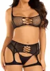 Erotikus fehérnemű szett Leg Avenue Top and garter harness O/S